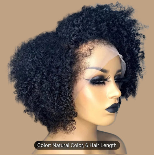 Afro Kinky Curly Wig – Natural Color, 6-Inch Length