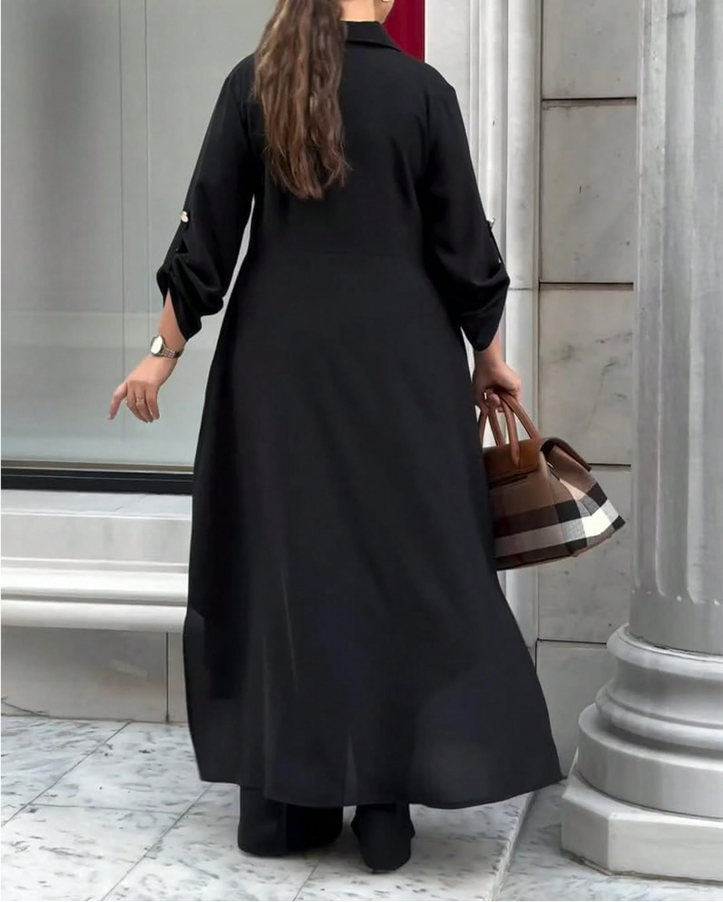 Women’s 2-Piece Set – Longline Button-Down Shirt + Wide-Leg Pants